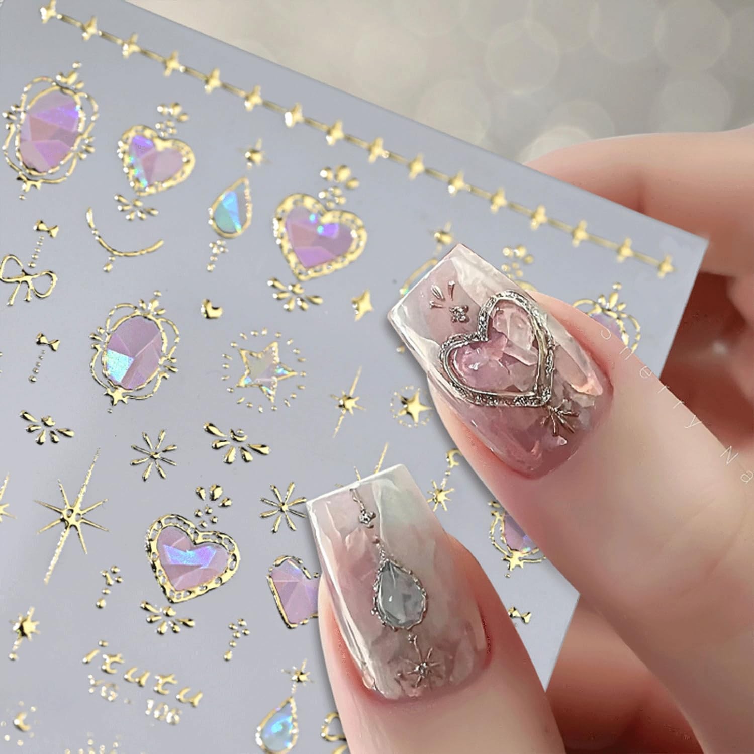 Valentines Nail Art Stickers Pink Heart Nail Stickers for Nail Art Star Nail …