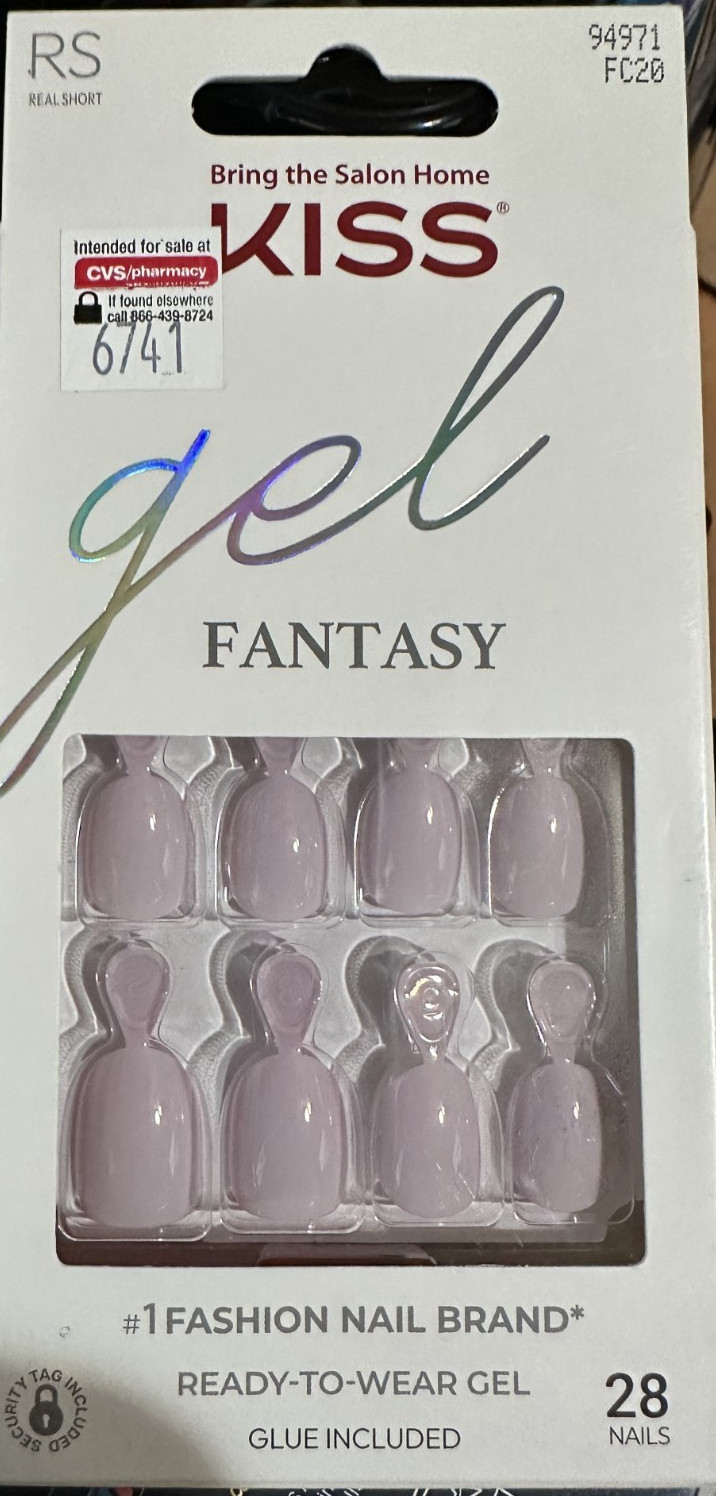 Kiss Nails Real Short Gel Fantasy Almond Manicure purple Lavendar