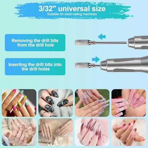 6Pcs Nail Drill Bits Set Professional, 3/32” Electric Nail 6 PCS (F-New) 6.0