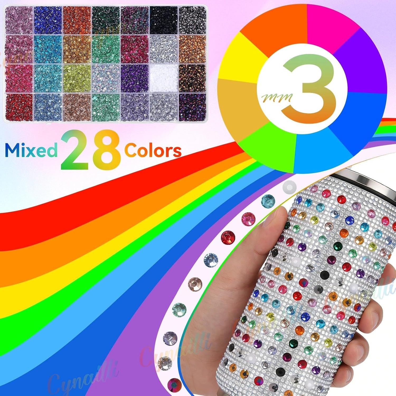 32000Pcs Rhinestones for Bedazzling, 3Mm Bedazzler Kit with Flatback Rhinesto…