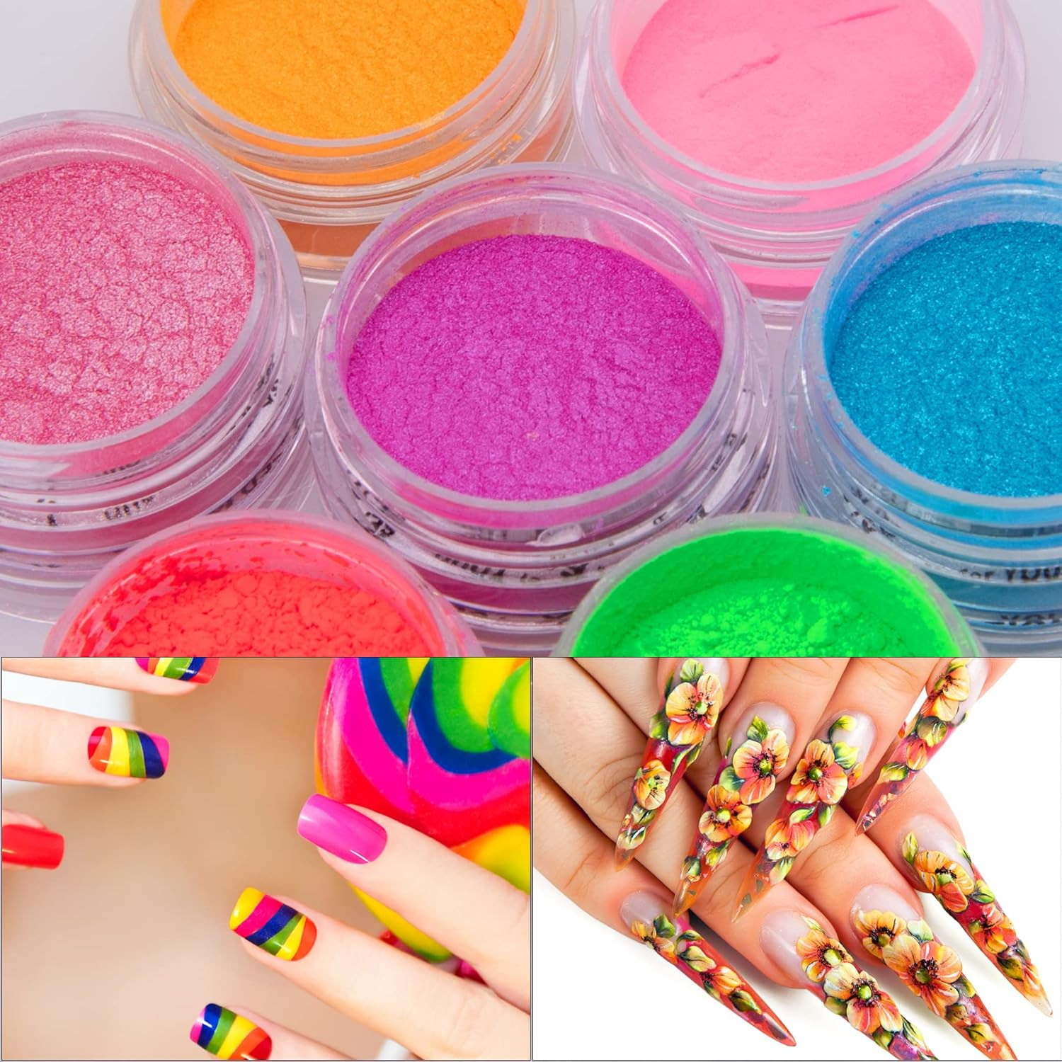 36 colores de pigmento para uñas en gel acrílico, pigmentos para arte colorido