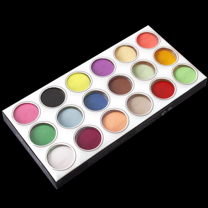 18 Mixed Colors Acrylic Nail Art Tips UV Gel Powder Dust 3D DIY Decor Set Shiny