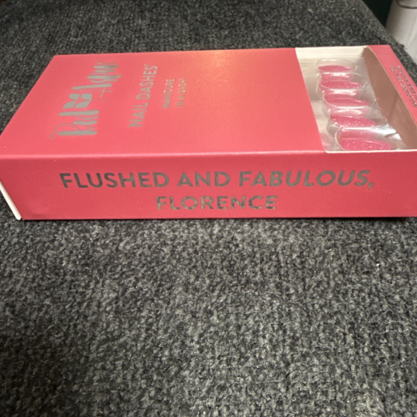 Red Aspen Nail Dashes Press-On Nails Flushed Florence Pink Glitter, Glue