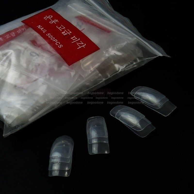 500 PCS Clear Acrylic False Full Nail Tips UV Gel DIY Manicure Nail Art Tools