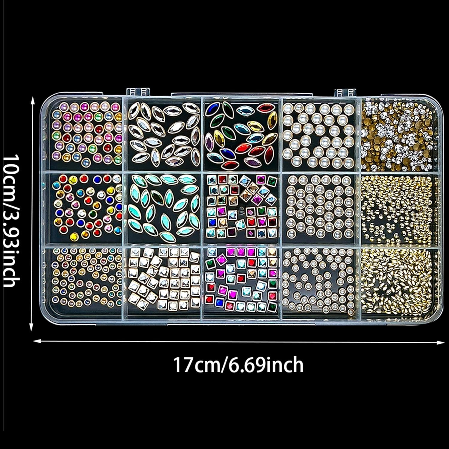 LERBOU 3D Nail Charms & Gems Kit, Vintage Mixed Shapes, 15 Grids