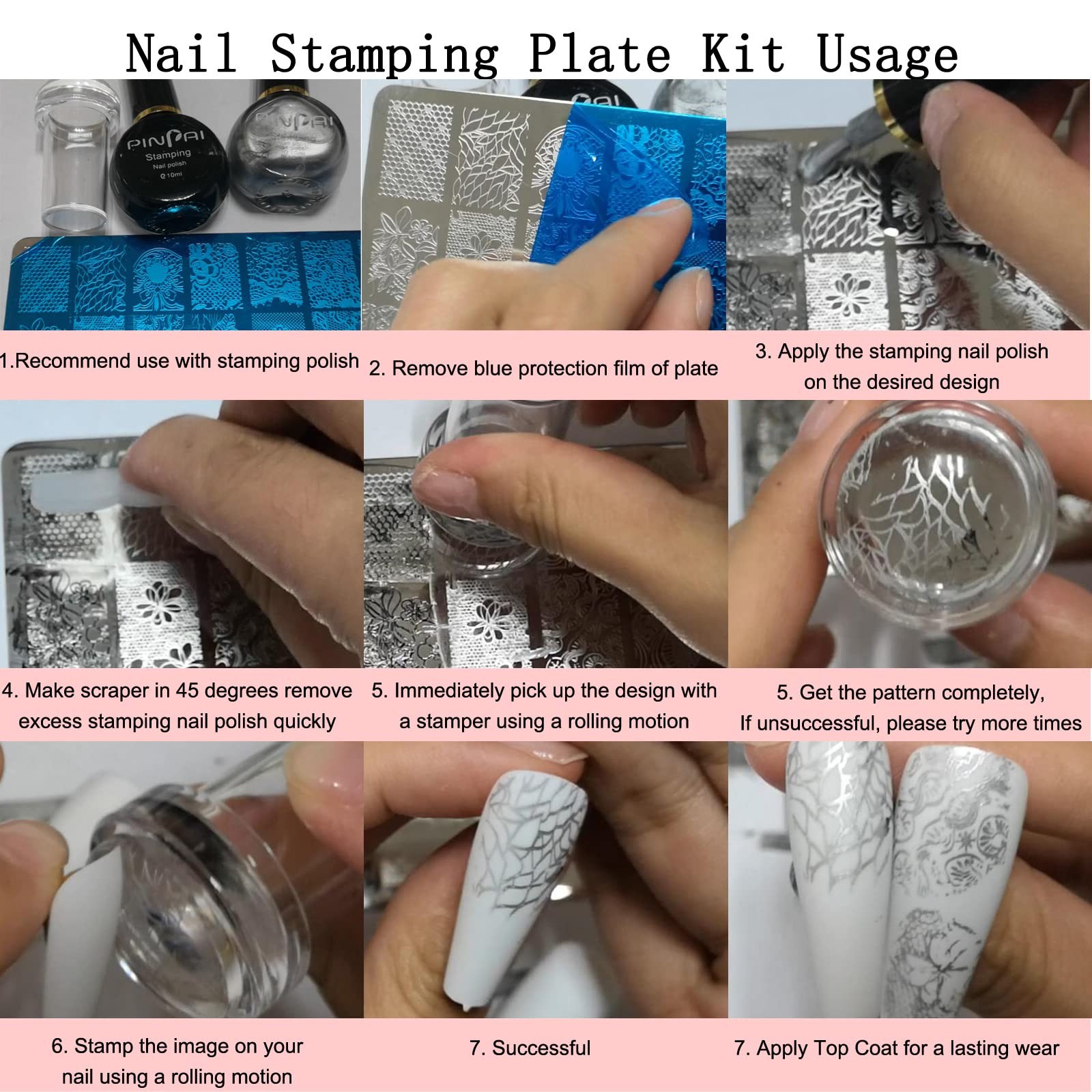 Nail Stamper Kit 7pcs Nail Stamping Plates Geometric Mandala Flower Nail Sten…