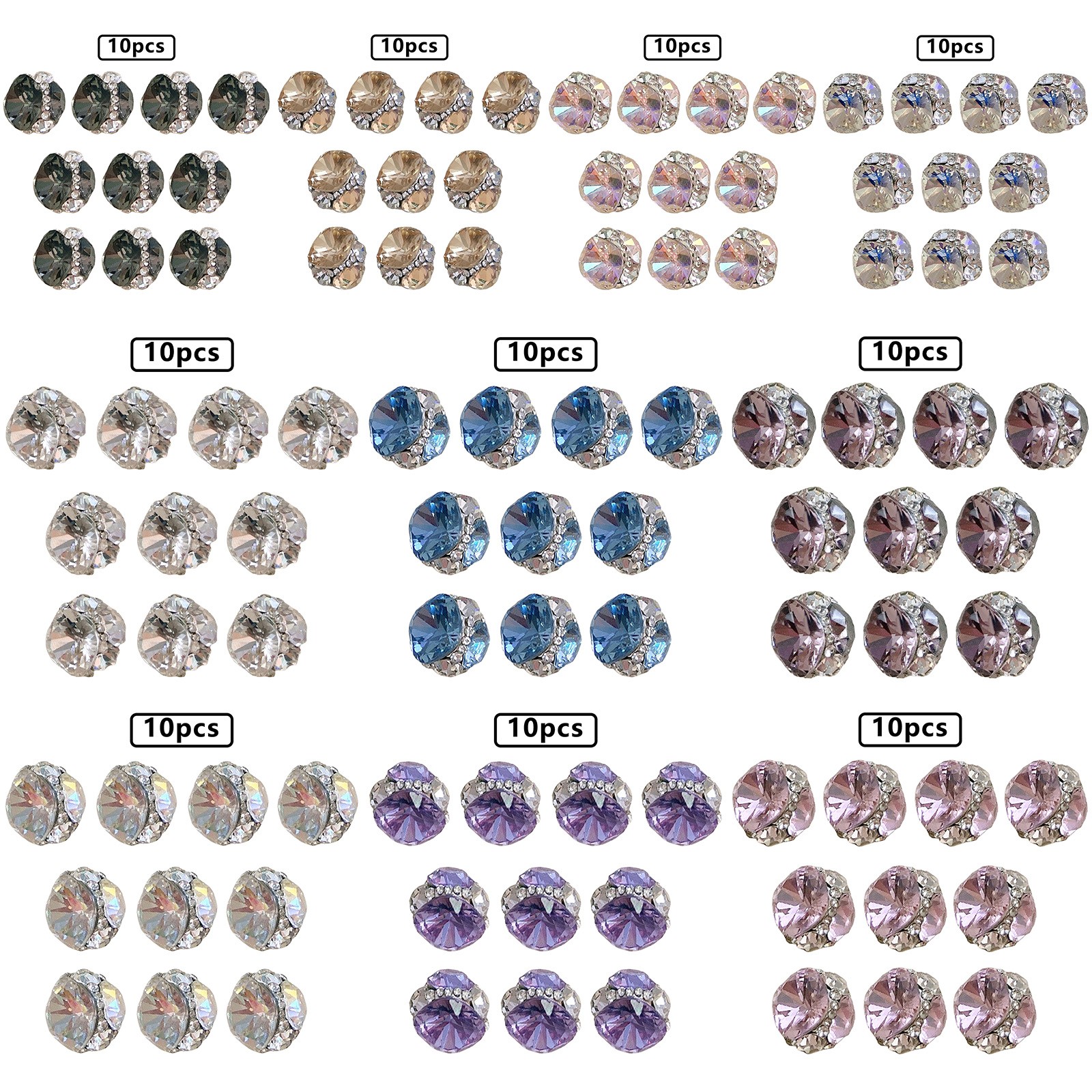10Pcs Nail Art Rhinestones Manicure Nail Decorations Dazzling Rhinestones