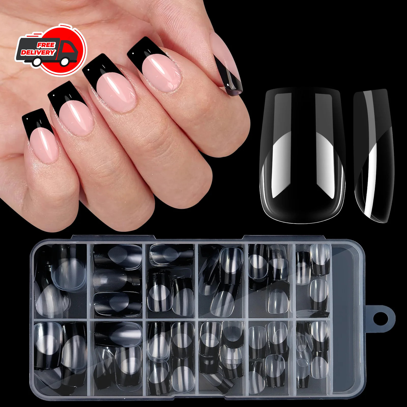 120Pcs False Nail Tips Short French Half Cover Artificial Acrylic Nails Clear