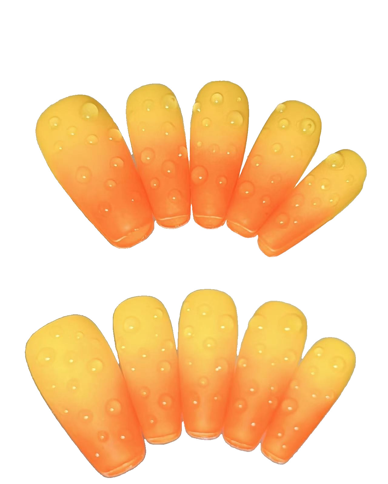 Vibrant Orange Gradient False Nails with 3D Bubble Design.Medium Coffin Size.