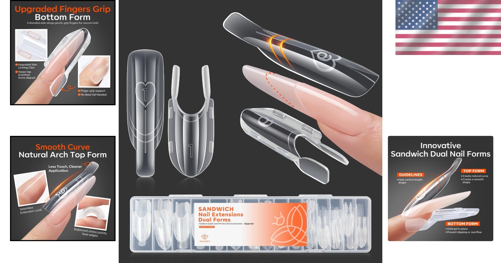 120pcs Almond Oval Dual Nail Forms – No Base Gel Required for Precise Extensions