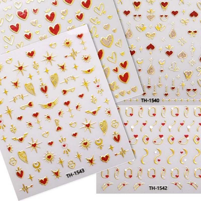 1 Sheet Unique Nail Decals with Heart and Lip Designs Gift for Valentine s Day