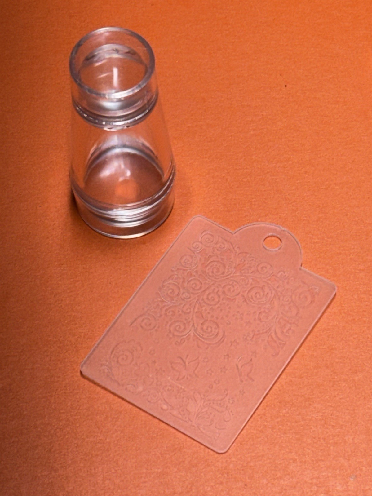 Clear Transparent Nail Stamping Stamper w/ Lid, Detachable Floral Scraper