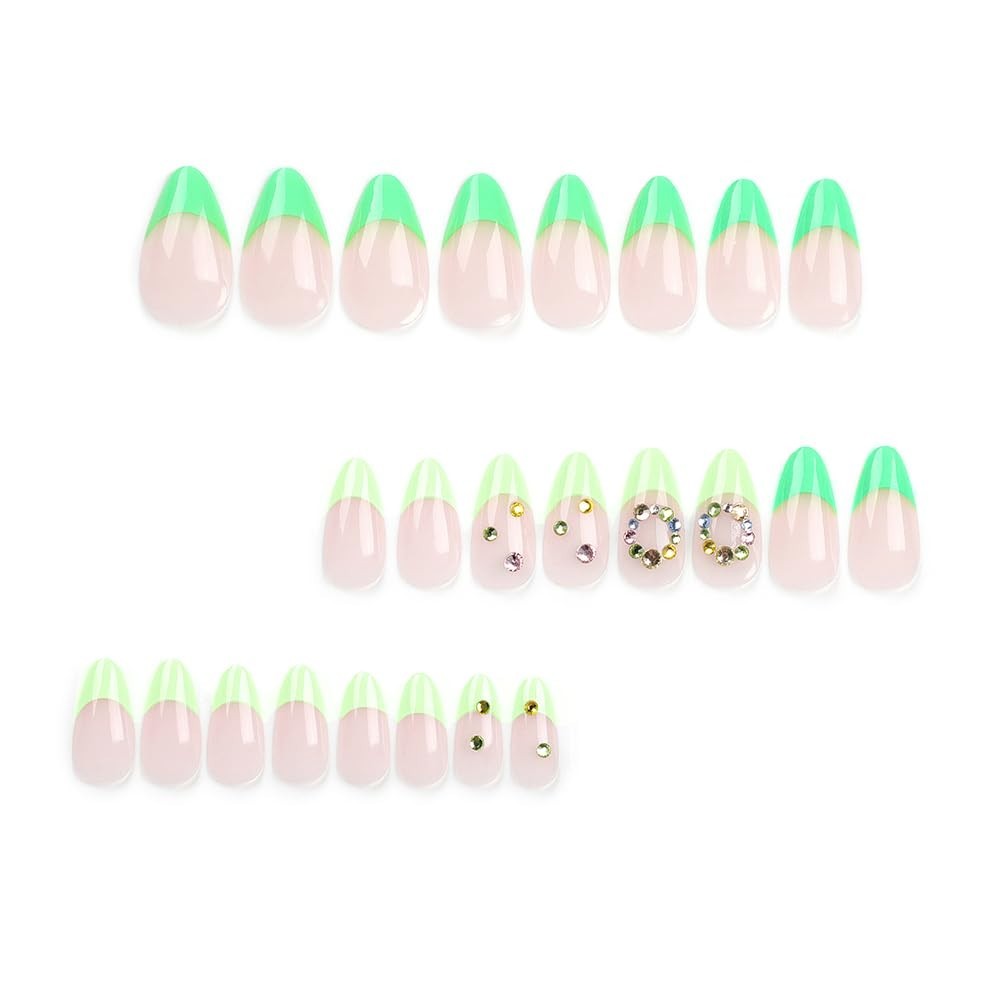 Secret Lives Glossy Artificial Translucent Nude Color with 3D Stone 24 Nail Set