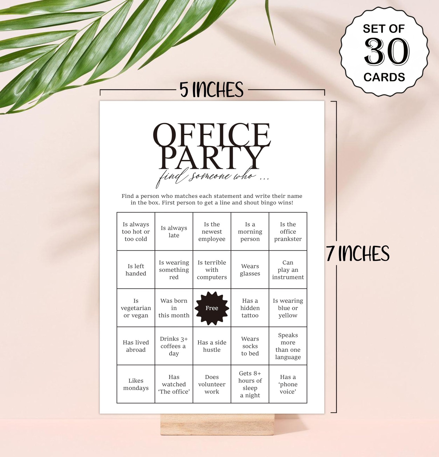 Tuyashua Office Party Find Someone Who Games, Work 5×7 inches, Multicolored