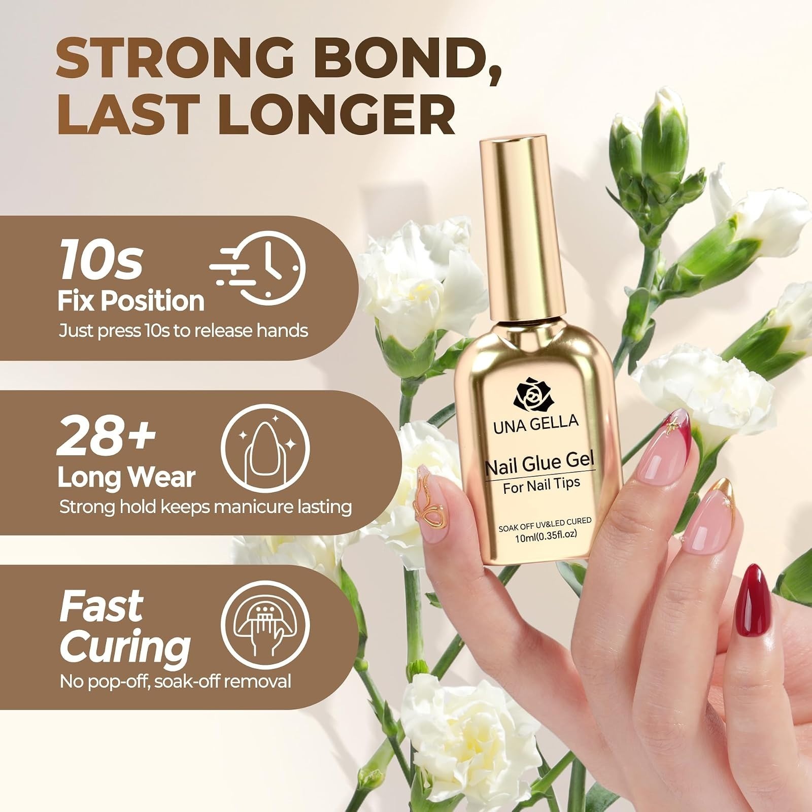 UNA GELLA 9 in 1 Gel Nail Glue for Acrylic Nails – 2Pcs 10ml