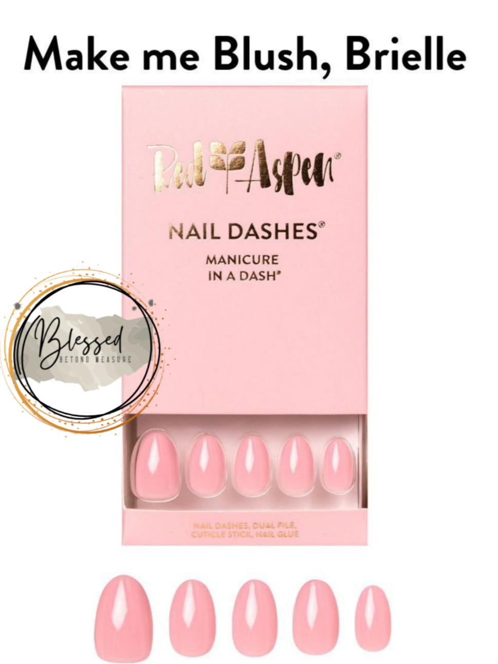 Red Aspen Press On Nails- Make me Blush, Brielle- Pink- Almond- Short