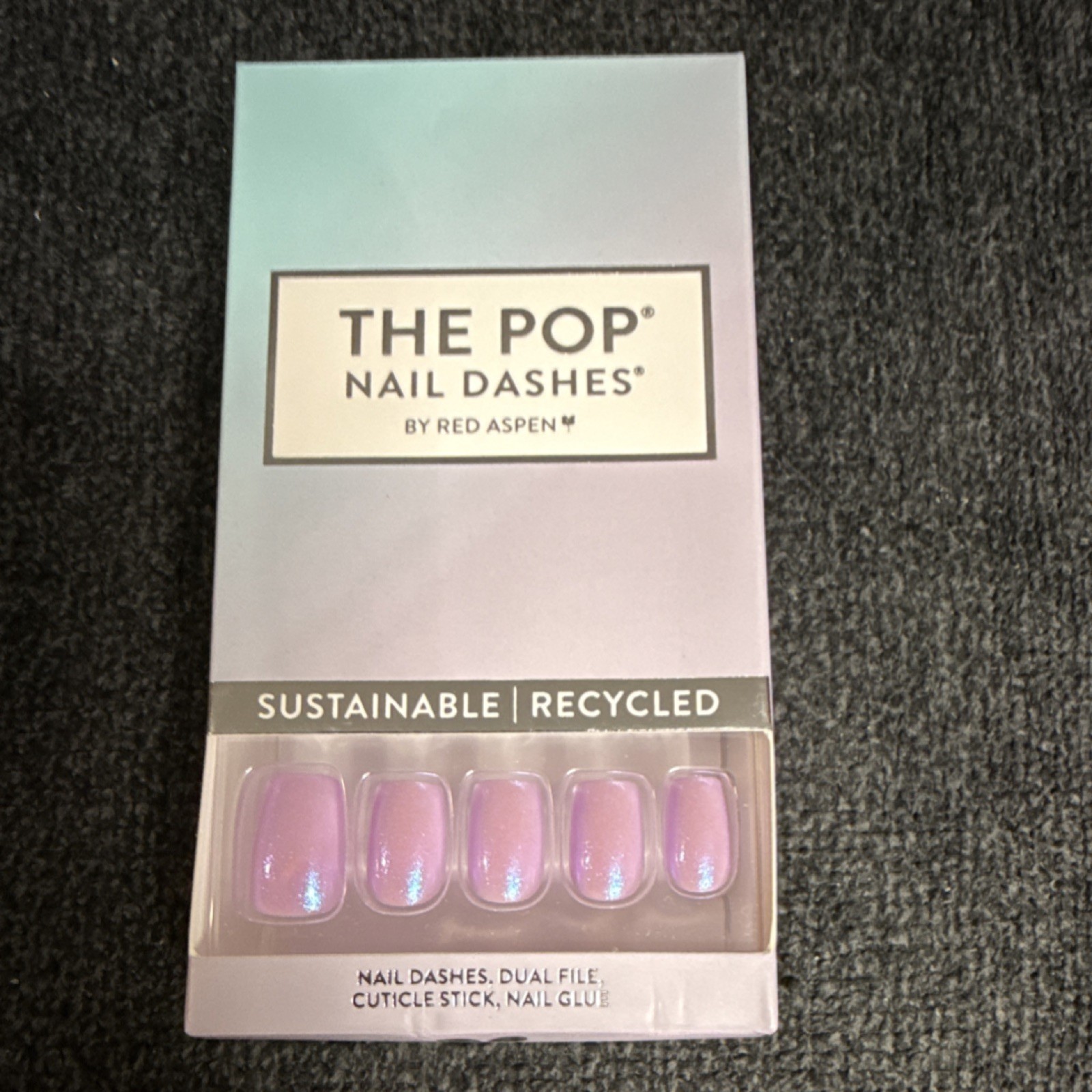 The Pop Press-On Nails Short Square Pink Shiny “Lost in a Daydream” Glue