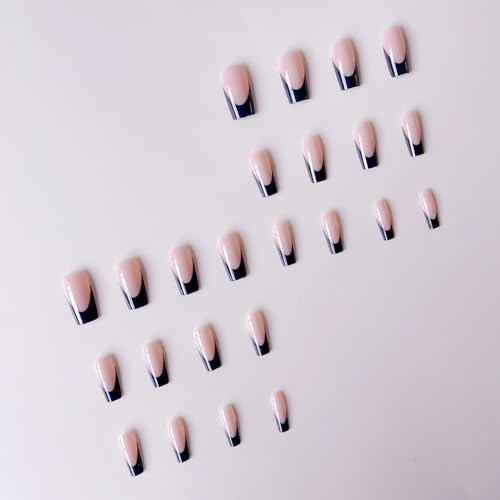 48 Pcs Black French Tip Press on Nails & Toenails Set Solid Color Short Toe