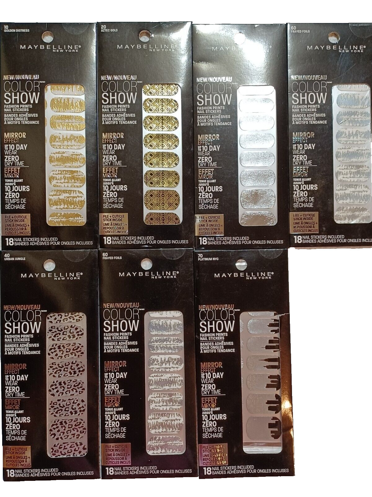 MAYBELLINE Color Show Fashion Print Nail Stickers 7 packs, 126 nail stickers #1