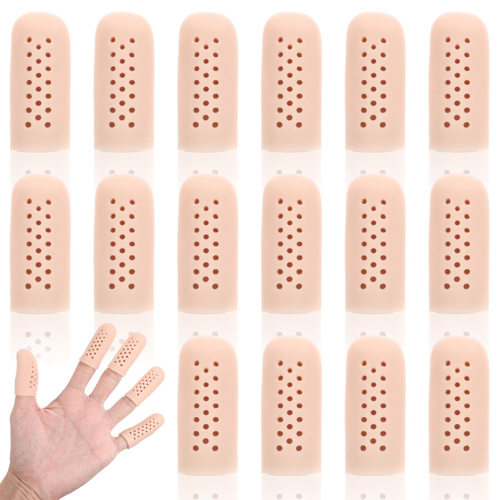 16 Pcs Gel Finger Cots with Air Holes Silicone Finger Protectors Breathable C…