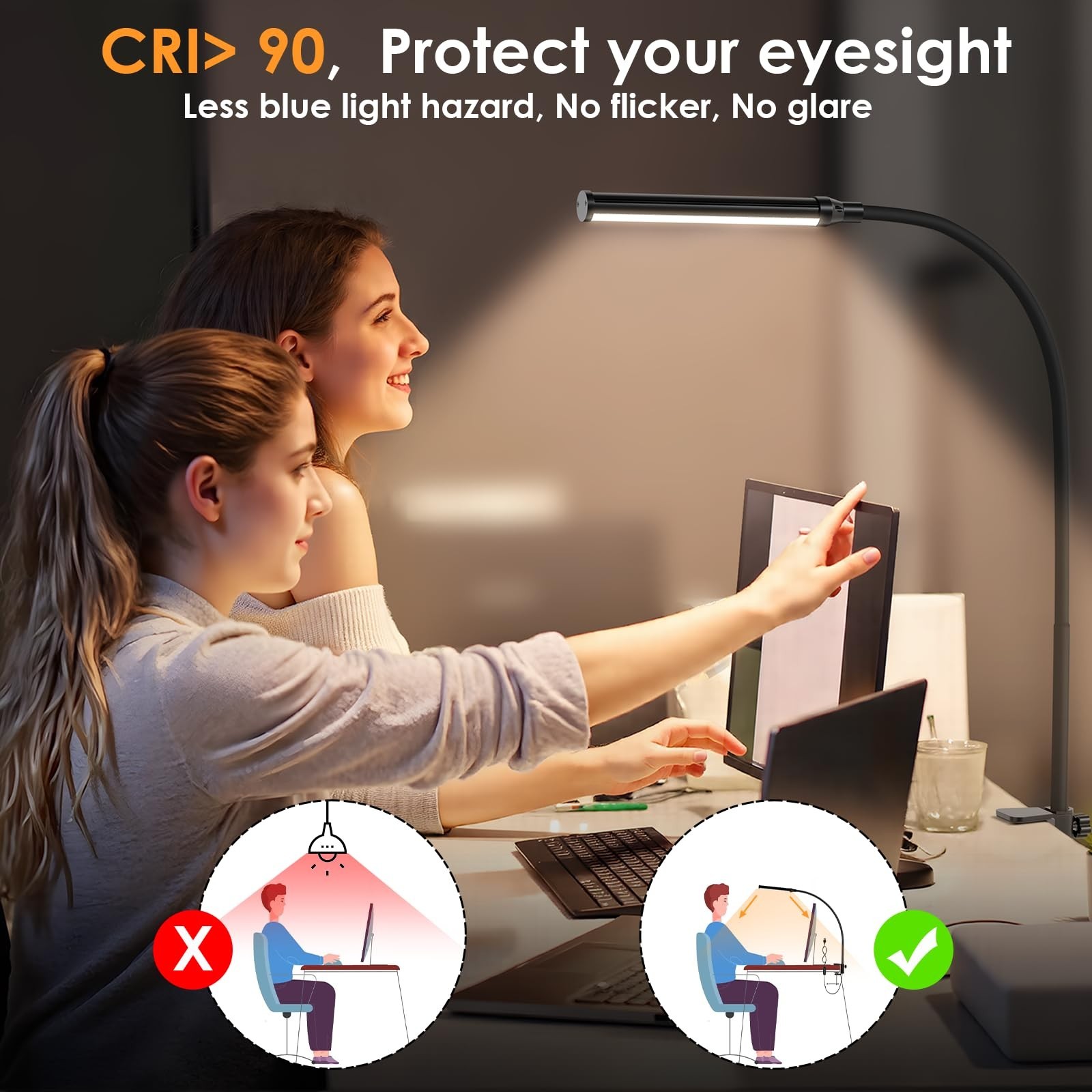 ShineTech LED Desk Lamp with Clamp, Clip On Desk Lamp for Home Office, 3000K …