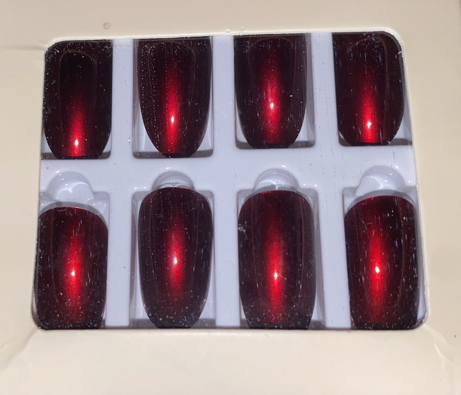 Gorgeous Shiny Deep Red Full Cover Nails 5 Boxes of 24(120)!! Glue or Tape On!