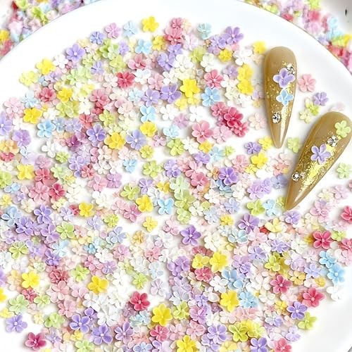 300Pcs Flower Nail Art Charms 3D Flowers for Nails Random Color multicolored