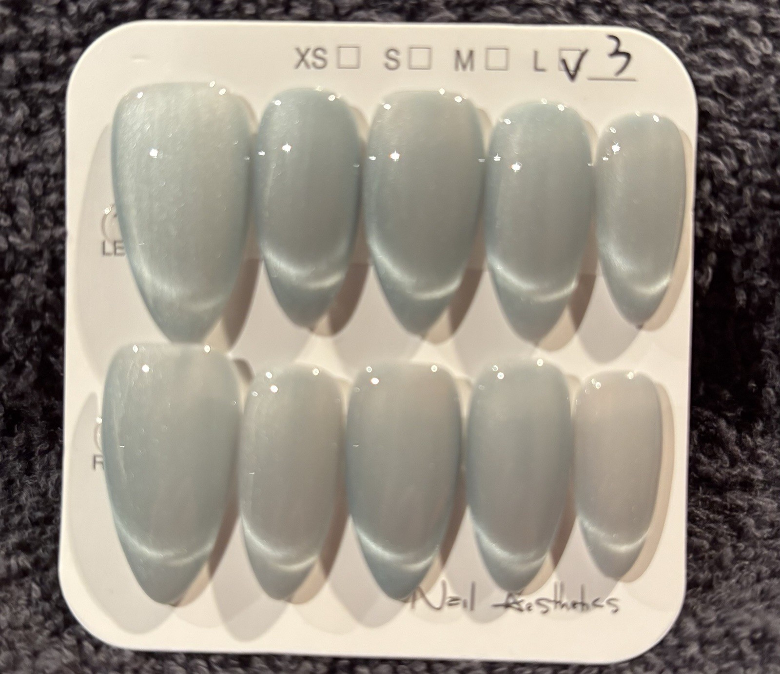 Press On Nails CAT EYE Various Colors Pointy Almond. Long length, Size LARGE.