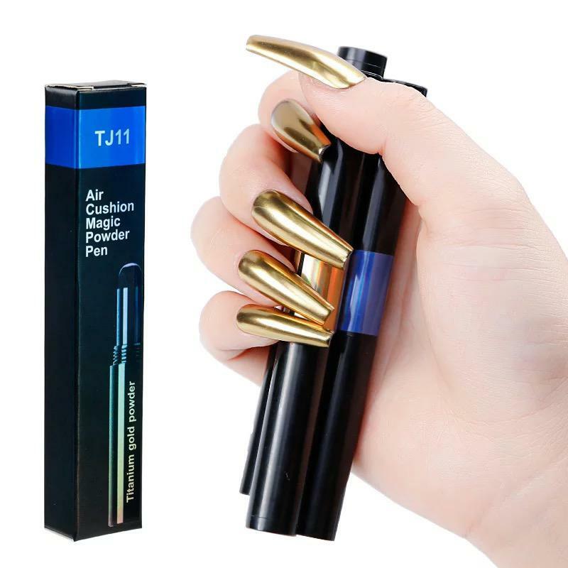 Nail Chrome PEN Mirror Powder Air Cushion Solid 14 Colours Dust Holographic Red