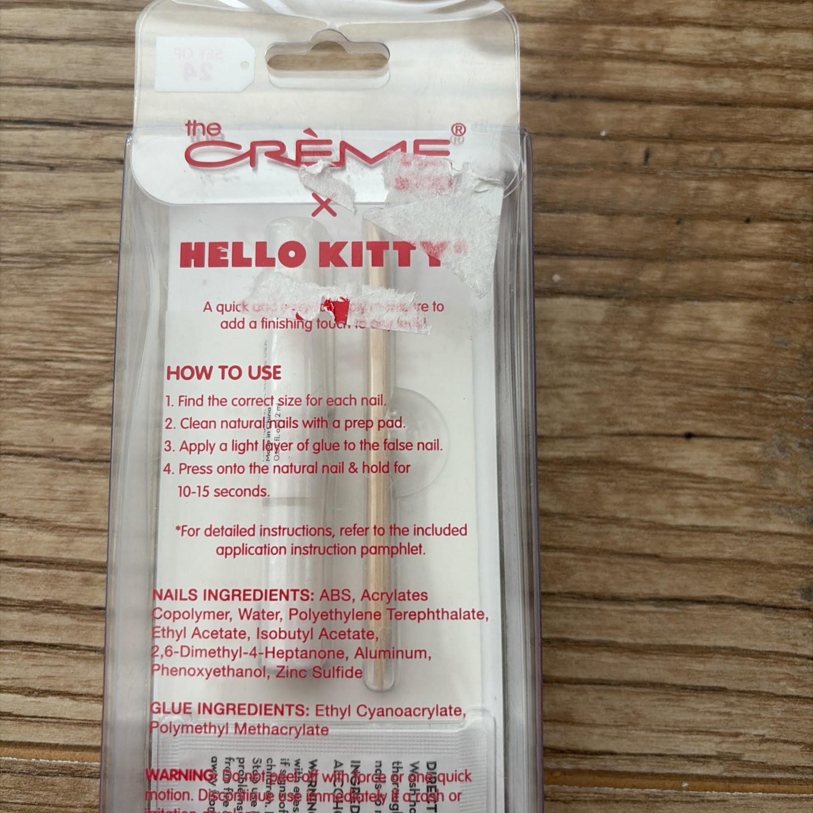 The Crème Shop Press On Nails Hello Kitty 24 Nails Velvet Sparkle Brand New