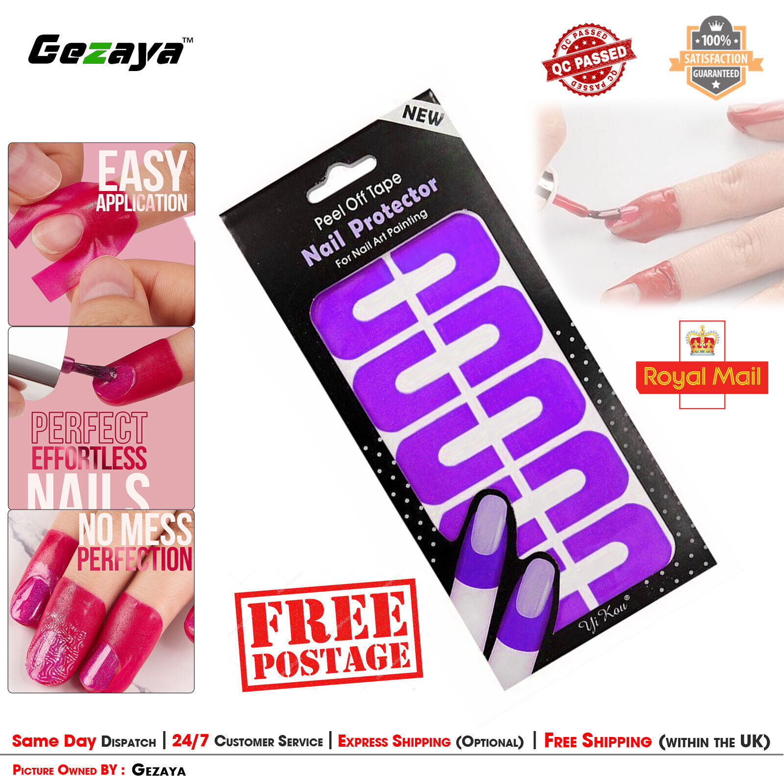 Nail Polish Finger Guard Protector Easy Peel off U-shaped Beauty Sticker UK