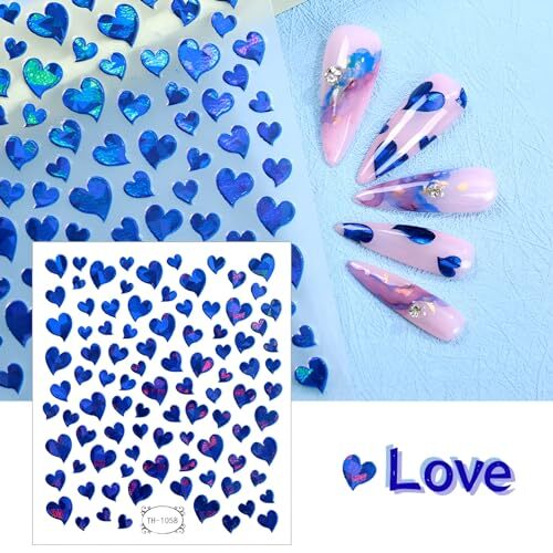 8 Sheets Heart Nail Art Stickers,Valentine’s Day Nail Stickers 3D Self Style-2