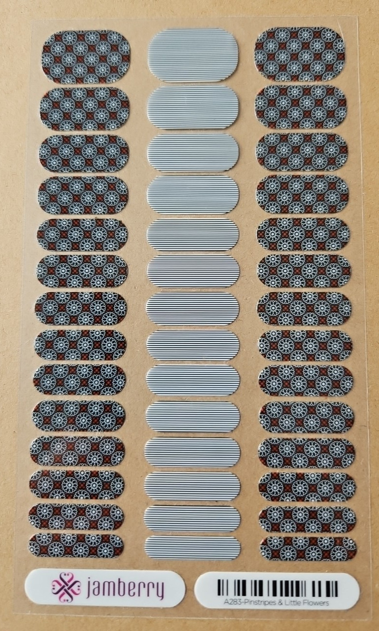 JAMBERRY PINSTRIPES AND LITTLE FLOWERS JUNIOR FULL SHEET NAIL WRAP GGG AUGUST 14