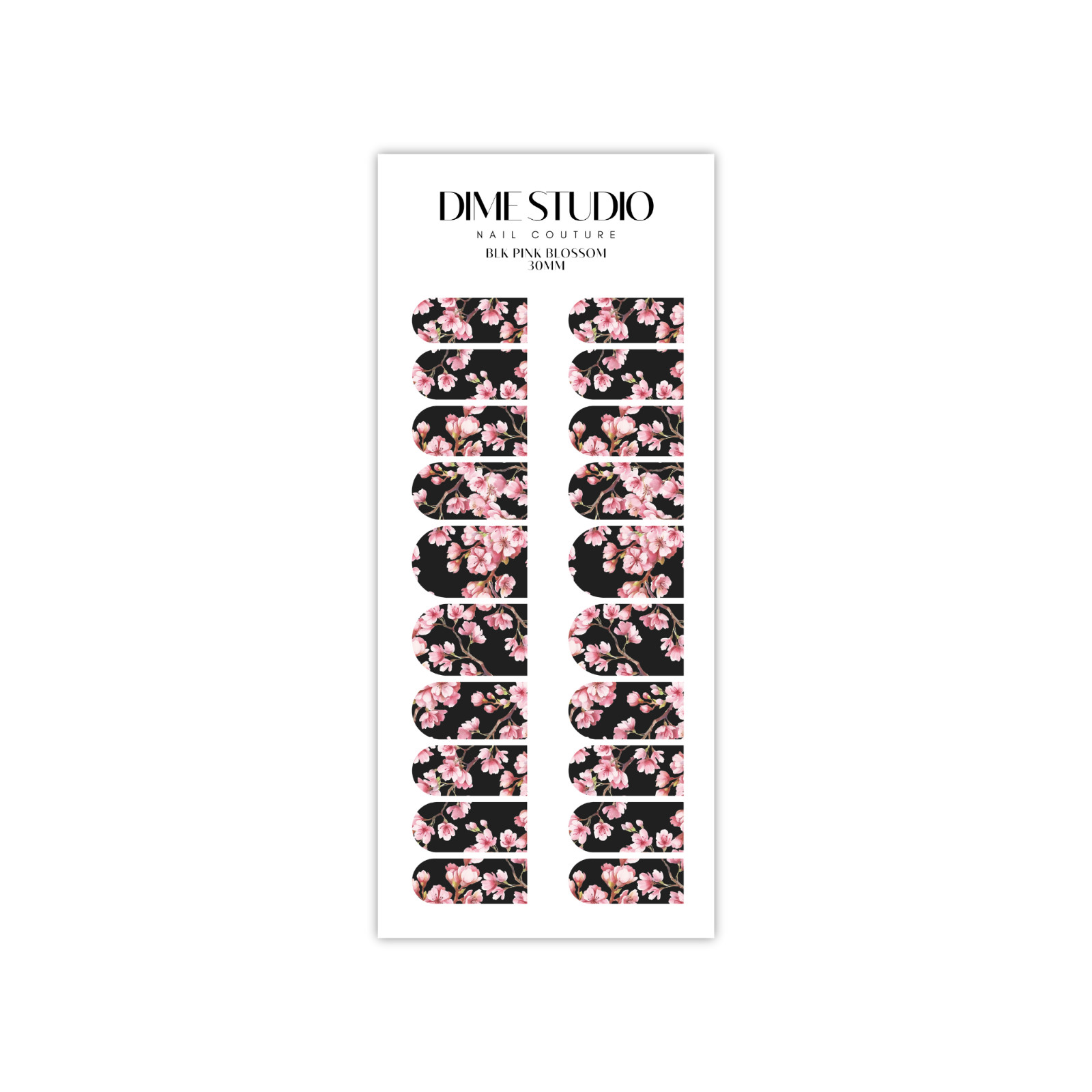 Pink & Black Japanese Cherry Blossom Nail Decals Waterslide Nail Wraps