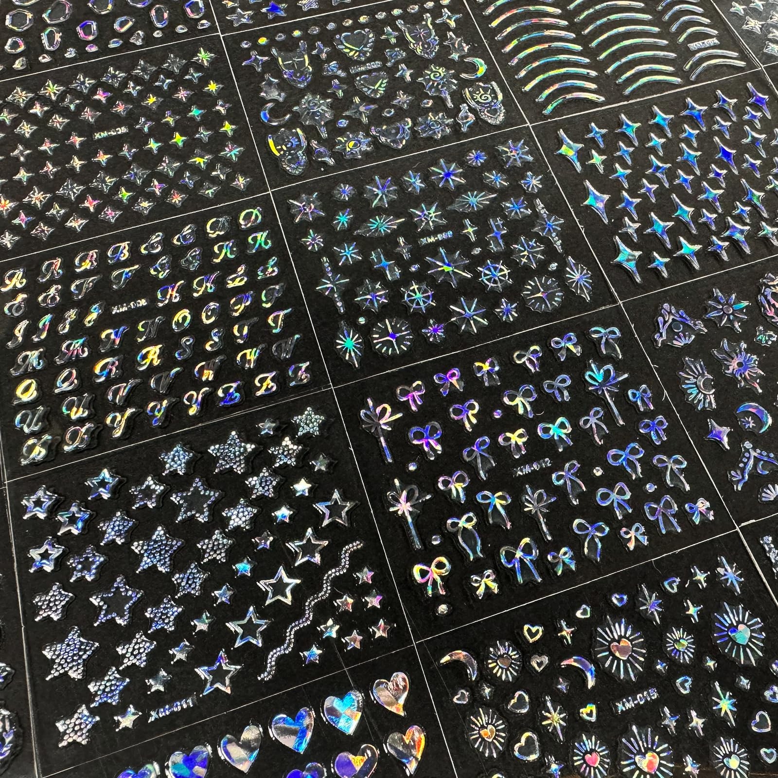30 Sheets Star Nail Art Stickers Aurora Star Line 3D Adhesive Nail Stickers f…