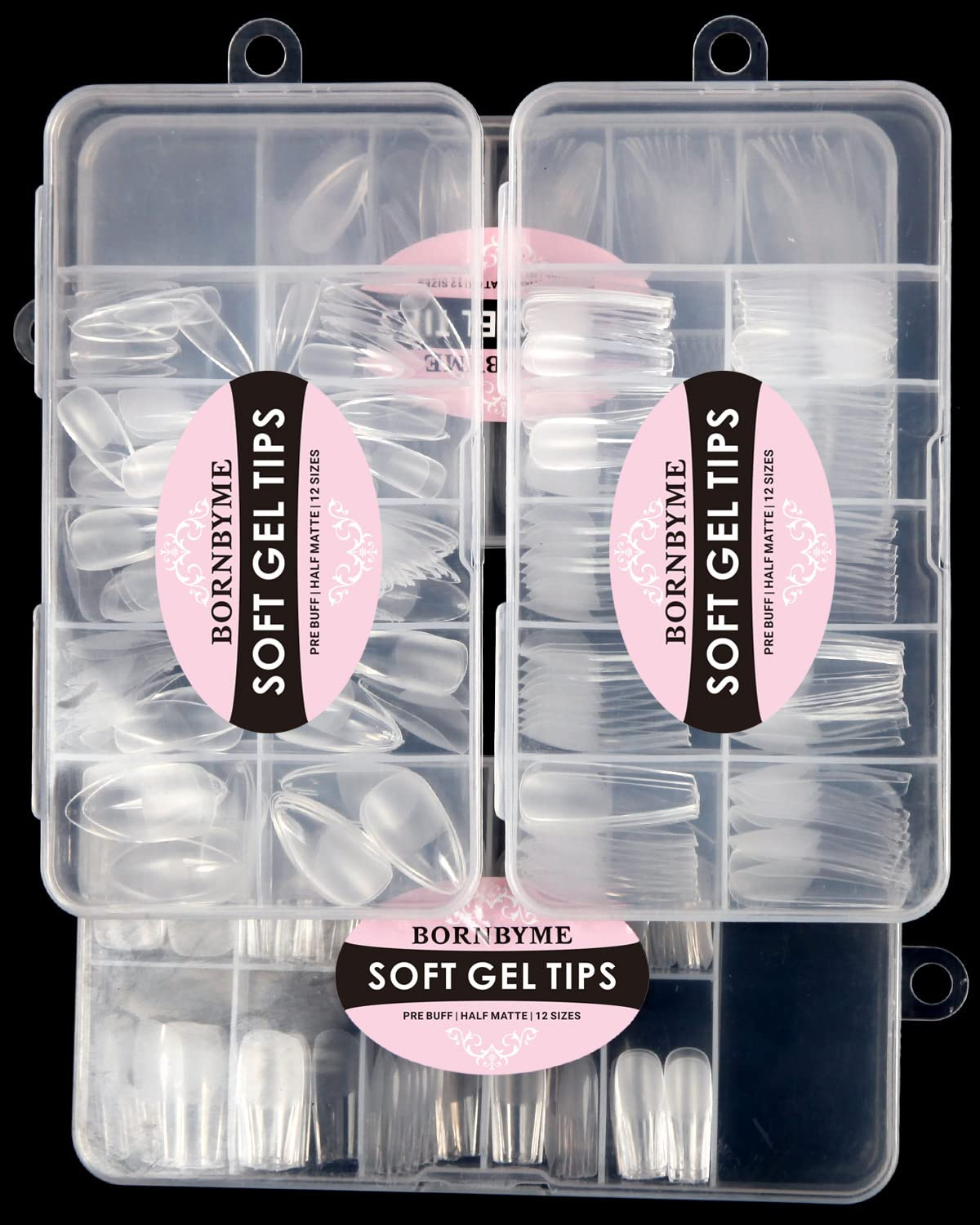 Soft Gel Nail Tips Medium Stiletto, 120PCS Pre Buff Full Cover Shaped Nail Exten