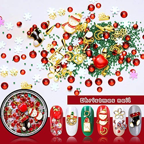 Christmas Nail Rhinestones, Super Valued Over 1500pcs 6 6 Count (Pack of 1) Red