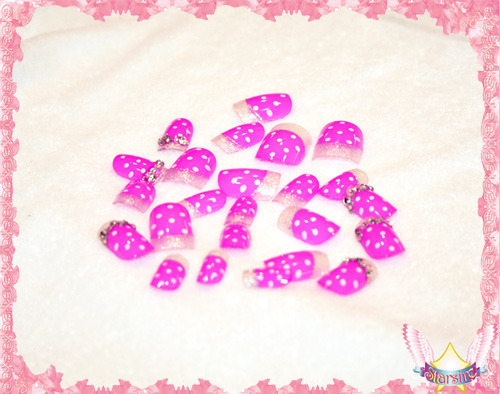Starsire French Pink Rhinestone Japan Acrylic Fake 24 3D Shiny Full Nails