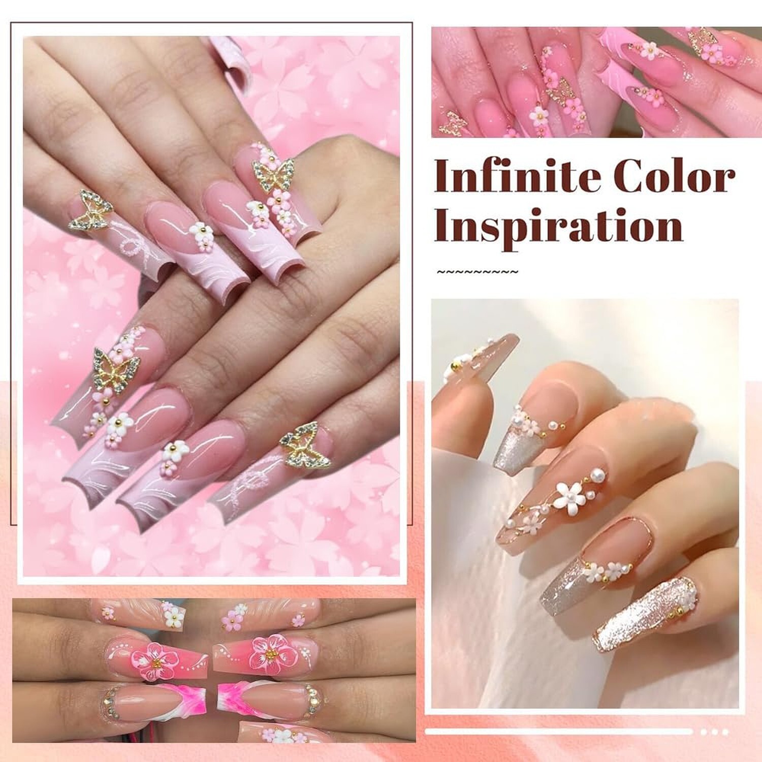 3D Flower Nail Charms, 2 Boxes 3D Acrylic Flower Nail Art Charms and Gems Whi…