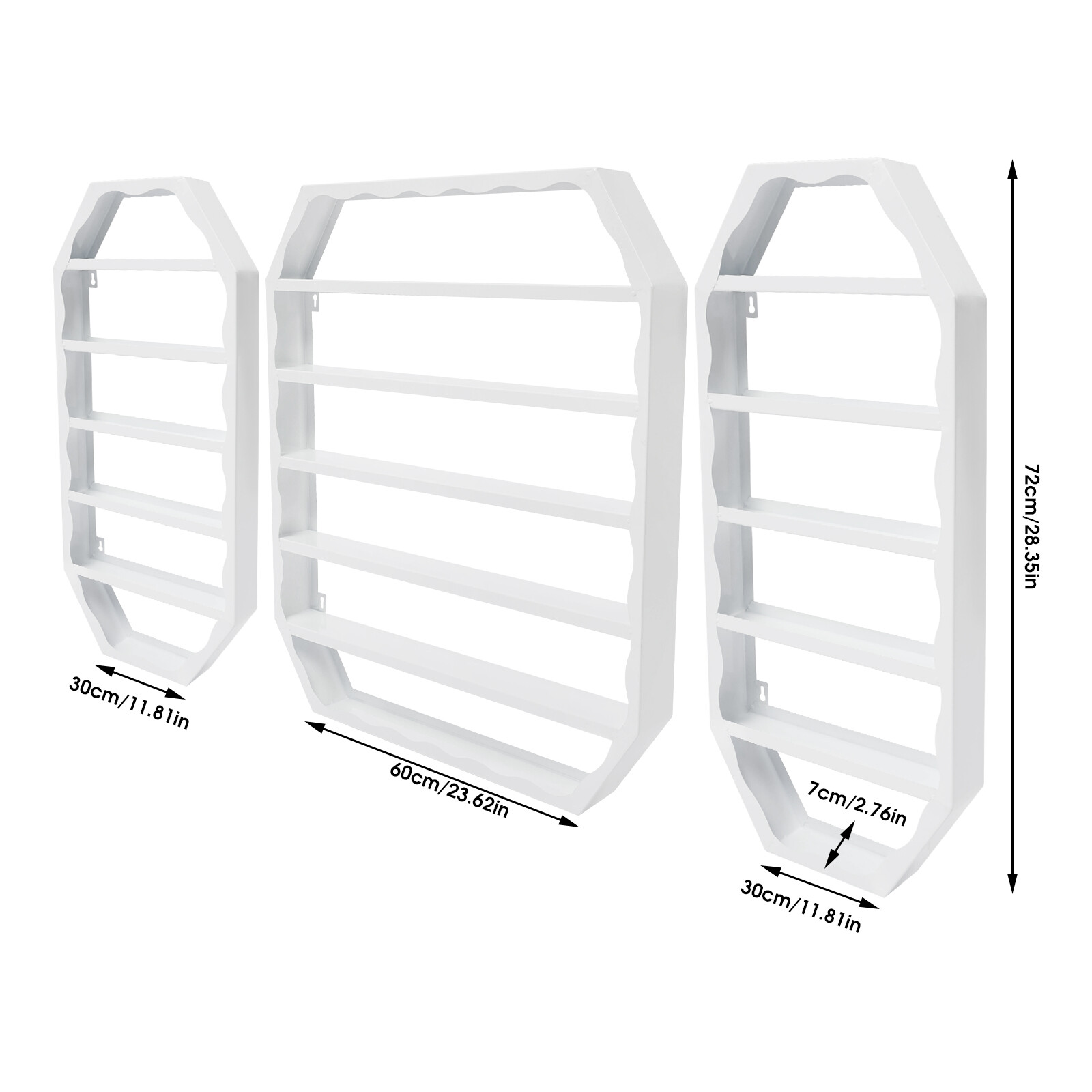 3pcs Nail Polish Storage Racks Wall-mounted Metal Multi-tiers Display Rack White
