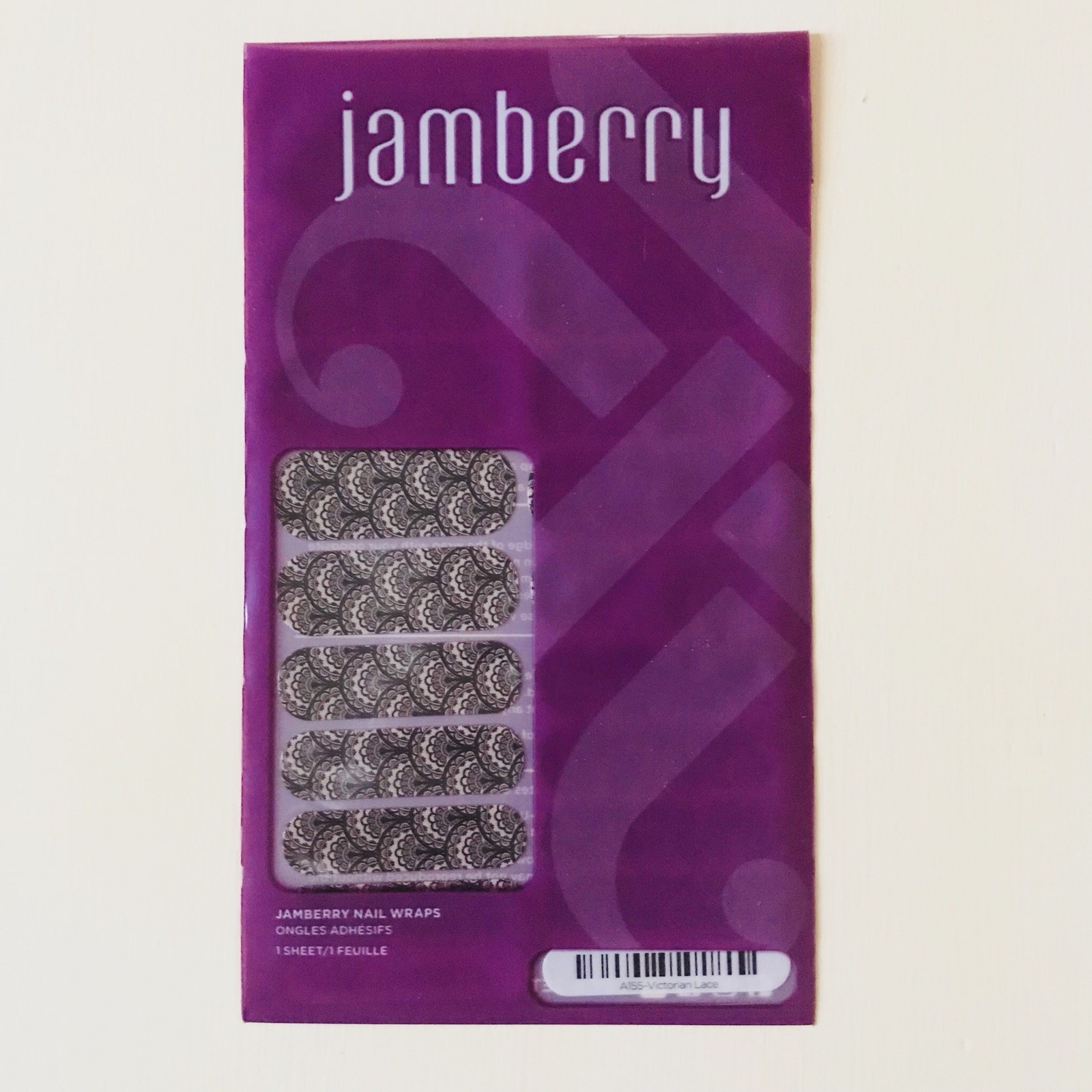 Jamberry Nail Wraps Victorian Lace RETIRED FULL SHEET Black Beige Manicure Style