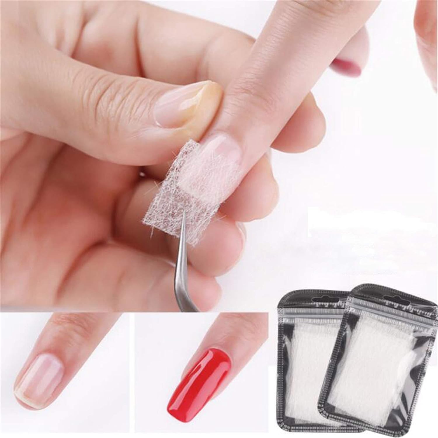 20Pcs White Nails Kit Extensions Kit Fiberglass Nail Art Builder Wrap Sticker…