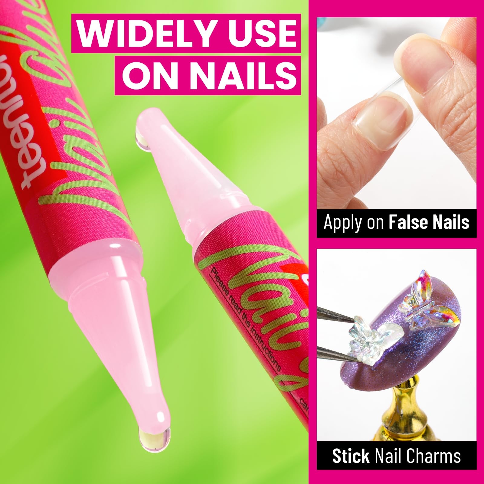 Teenitor 30Pcs Nail Glue for Acrylic Nails, Strong Nail Glue for Press Ons Na…