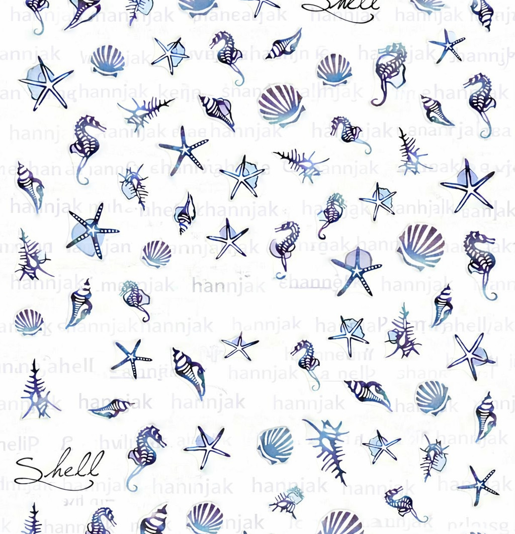 Seashell Star Nail Sticker Sea Horse Decals Peel & Stick-90 Decals