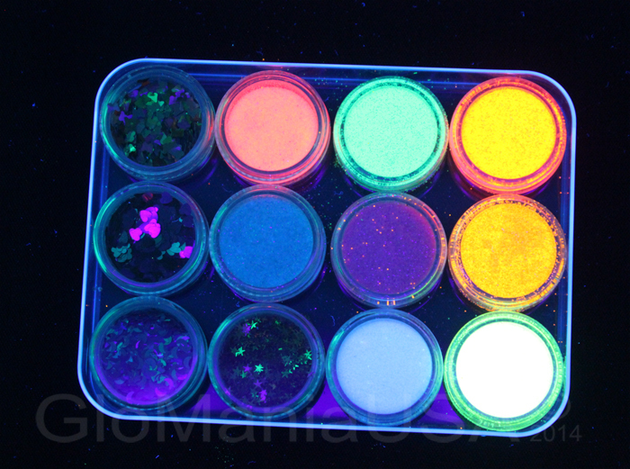 Nail Art Glitter Deco Set with 8 Fine Glitter& hearts,moons,stars,butterflies.