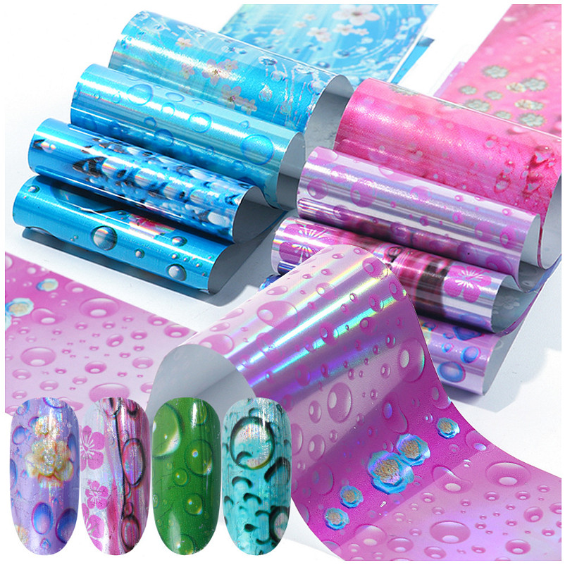 Water Drop Raindrop Drip-Drop Nail Foil Transfer Sticker 16pcs 20X4cm