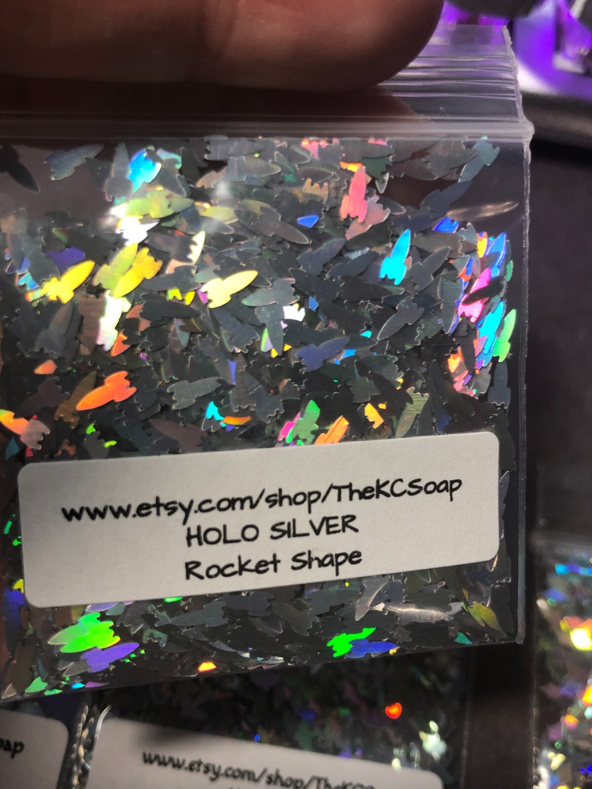 50g Solvent Resistant ROCKET shape Glitter HOLO SILVER Nail ART Craft
