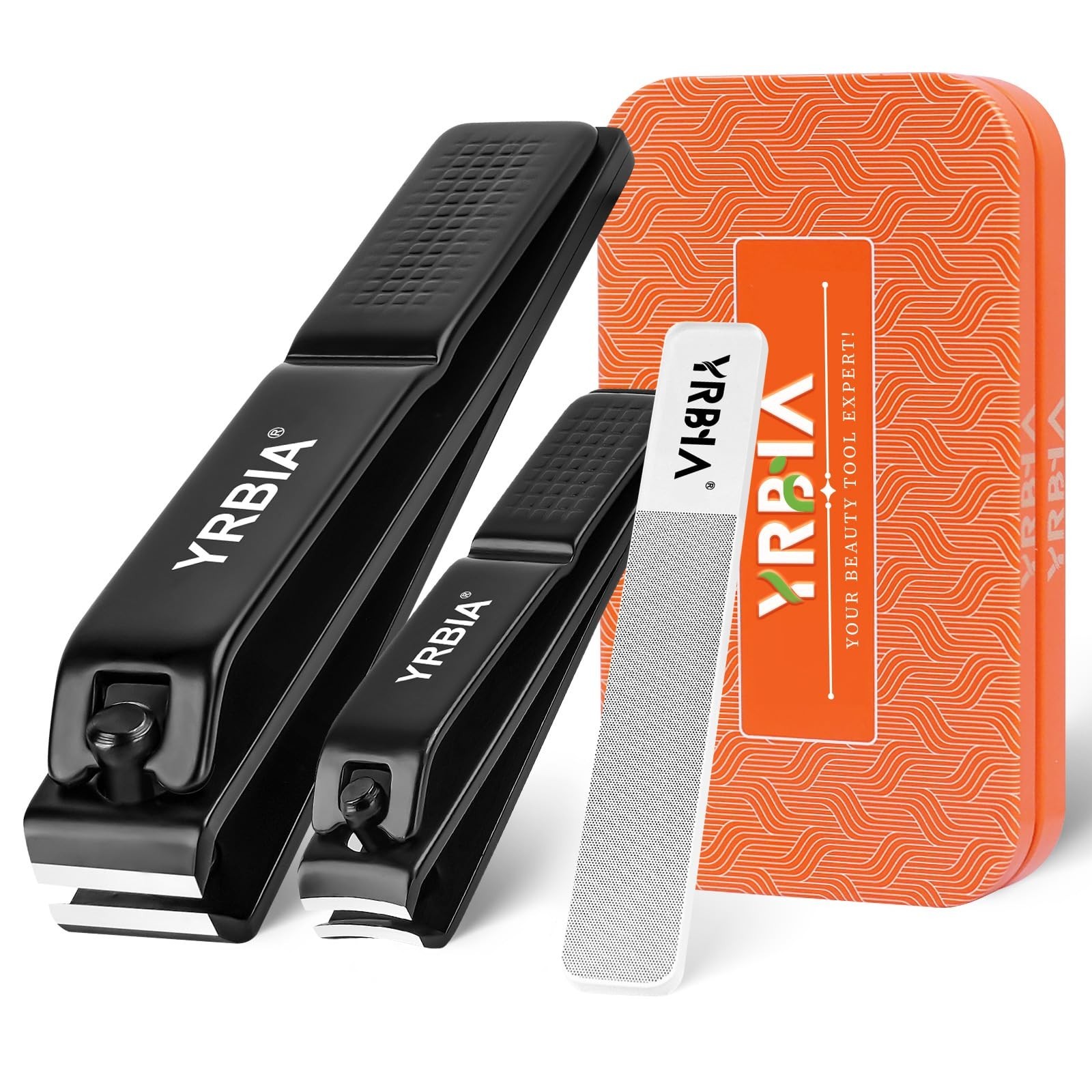 Nail Clippers with Glass Nail File, YRBIA Ultra Sharp Nail Clipper Set, Profe…