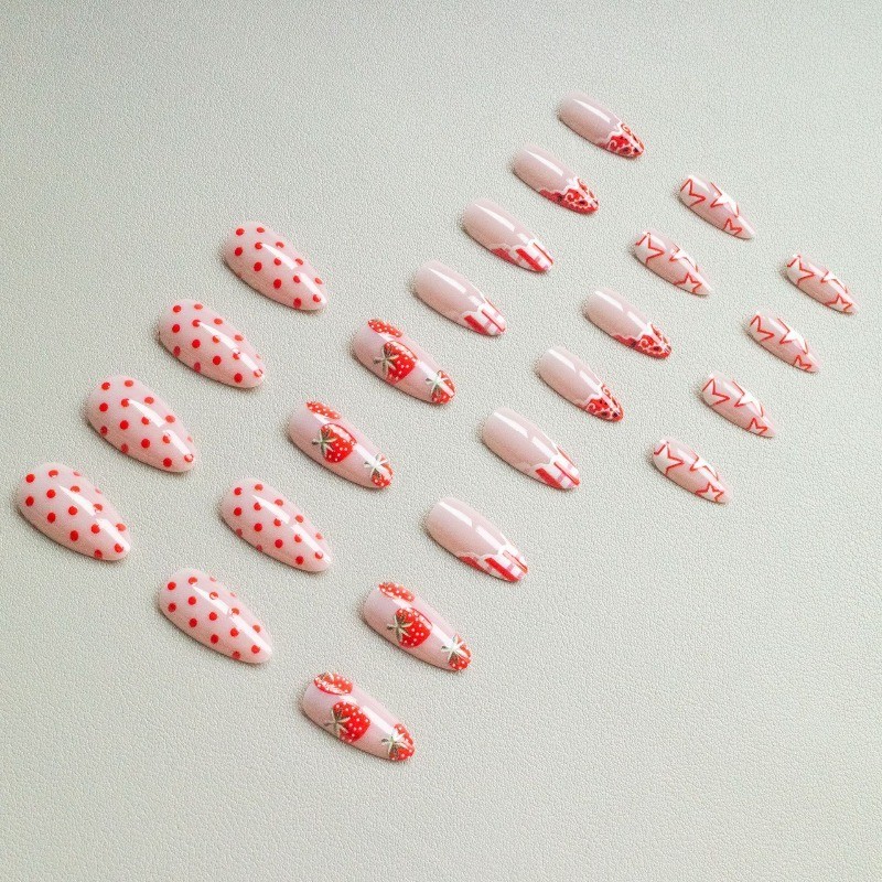 48 Pcs of Almond Strawberry Element Sweet Girl Cute Style – Suitable for Women