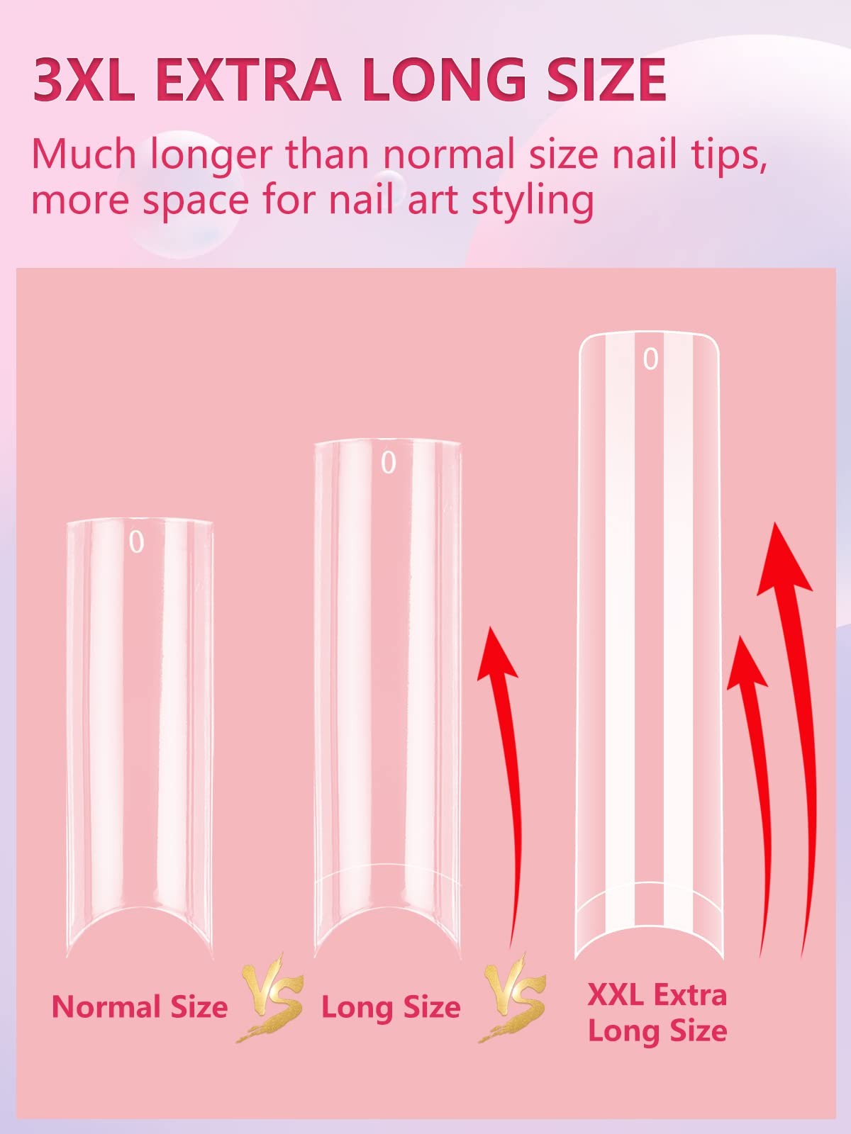 LIONVISON 504PCS Square Nail Tips: 3XL No Curve Clear Nail Tips
